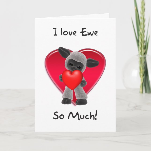 Carte de Saint-Valentin de moutons - je t'aime (Devant)