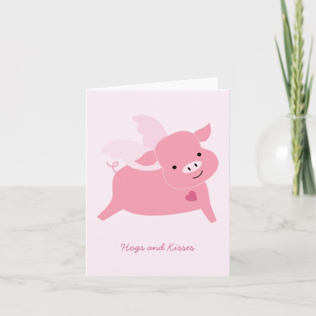 Carte de Saint-Valentin de porcs et de baisers (Devant)