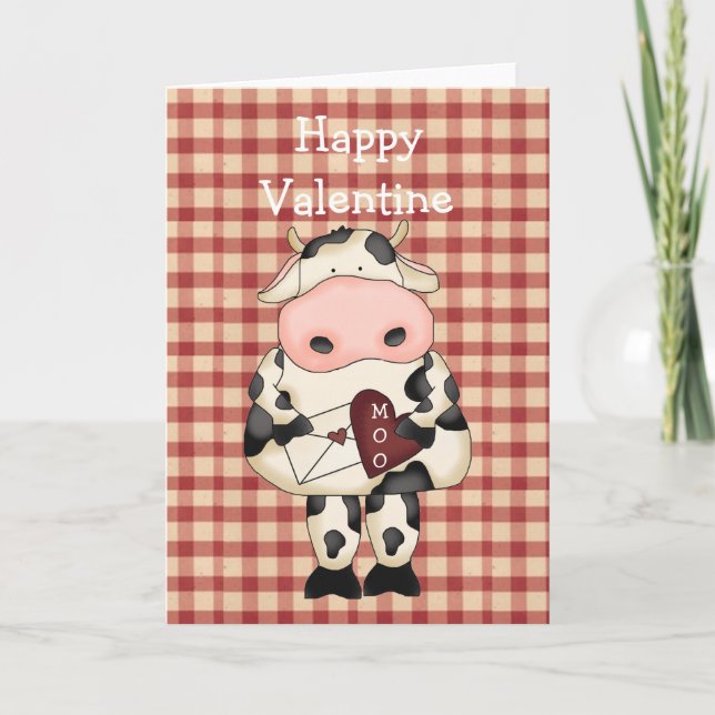 Carte de Saint-Valentin de vache à MOO d'amusement (Devant)
