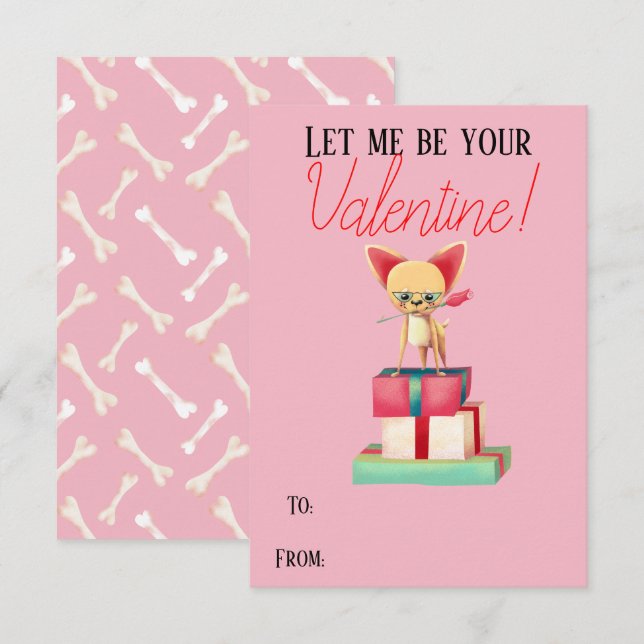 Carte de Saint Valentin du Cute Chihuahua (Devant / Derrière)