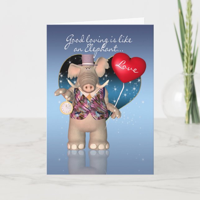 Carte de Saint-Valentin - humoristique - éléphant (Devant)