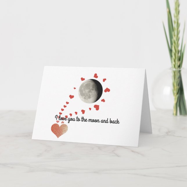 Carte de Saint Valentin Je t'aime à la Lune et de  (Devant)