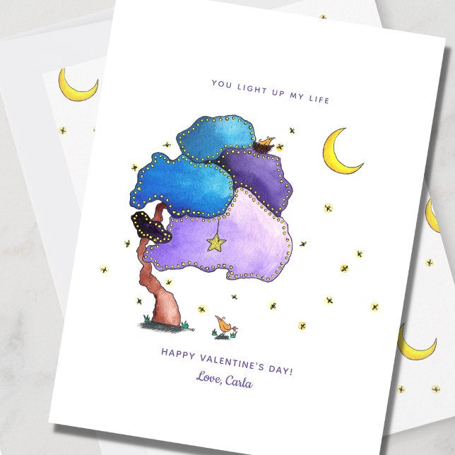 Carte de Saint-Valentin Lucioles Nuit Cute (Créateur téléchargé)