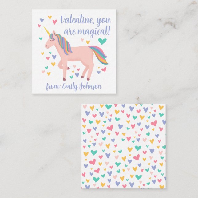 Carte de Saint-Valentin Magical Unicorn Kids (Devant / Derrière)