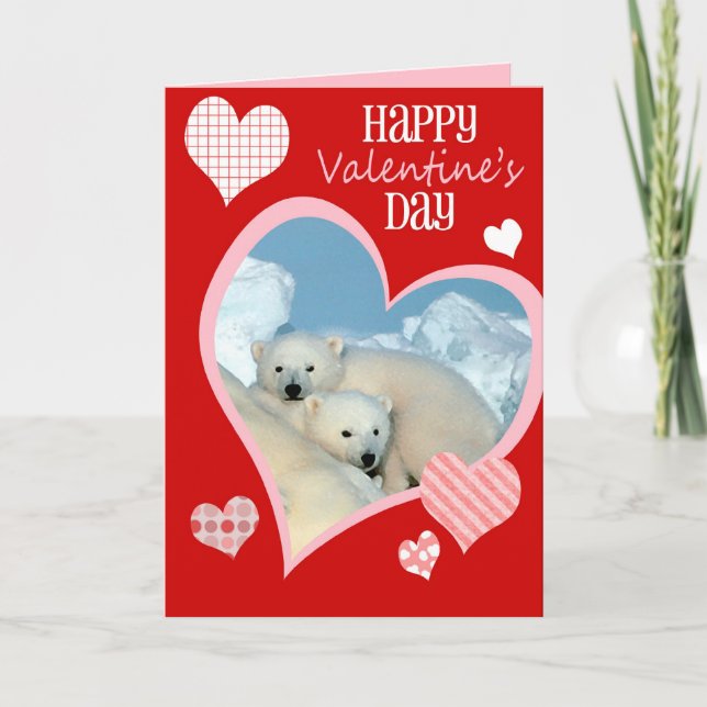 Carte de Saint Valentin mignonne, ours polaires (Devant)