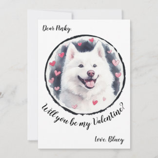 Carte de Saint Valentin personnalisable Samoyed