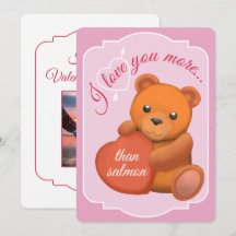 Carte de Saint-Valentin plate mignonne avec ours b