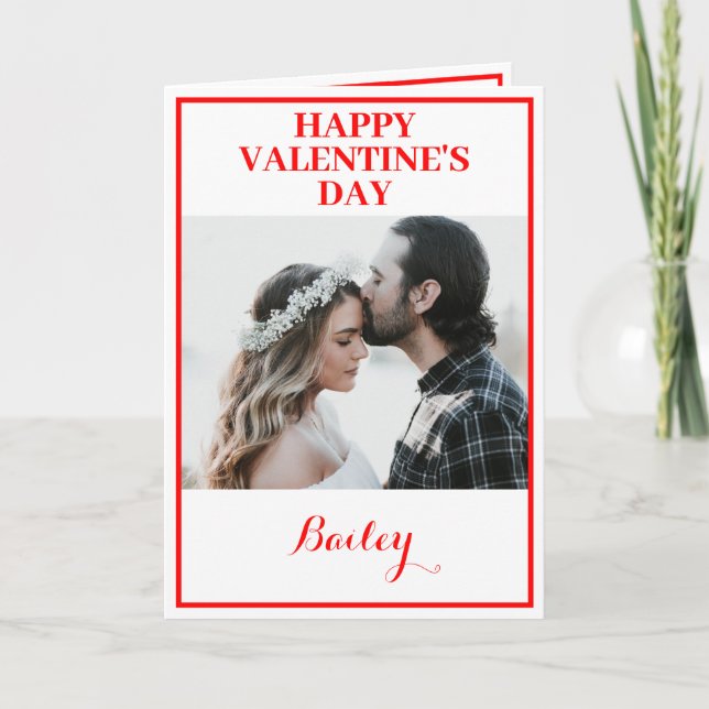 Carte de Saint-Valentin pliée personnalisée avec d (Devant)