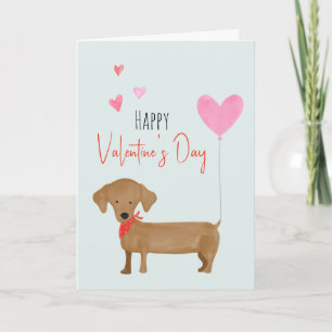 Carte de Saint-Valentin pour chien teckel aquarell