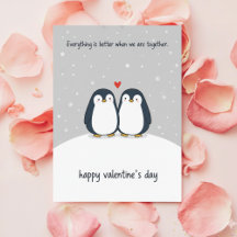Carte de Saint-Valentin pour couple de manchots Id