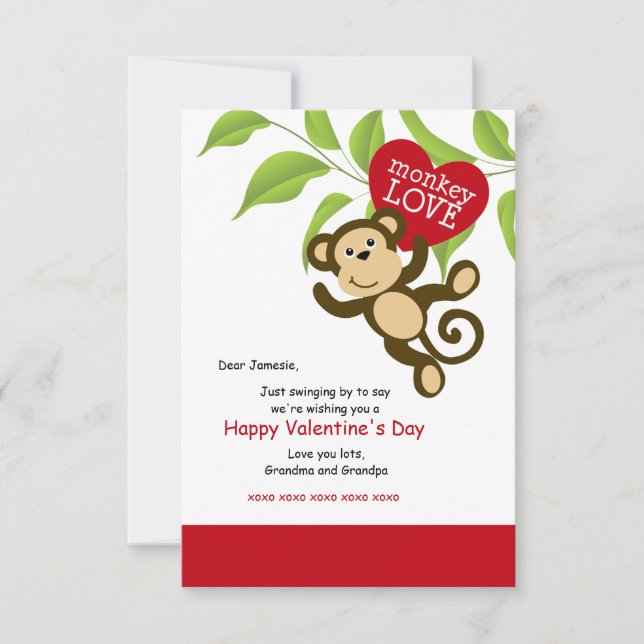 Carte de Saint Valentin pour l'amour du singe (Devant)
