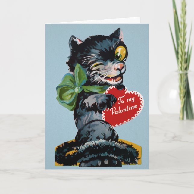 Carte de Saint-Valentin Retro Déplaisant Cat (Devant)