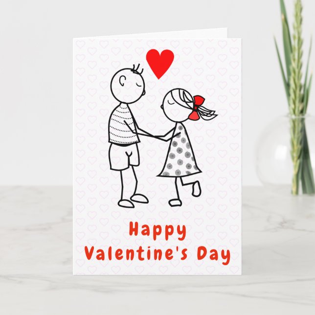 Carte de Saint Valentin romantique Cute Couple (Devant)