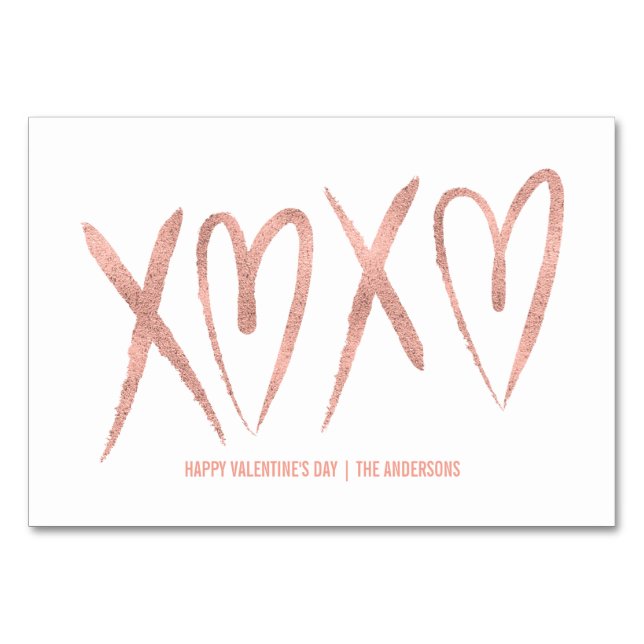 Carte de Saint-Valentin Rose brossé moderne en or (Devant)