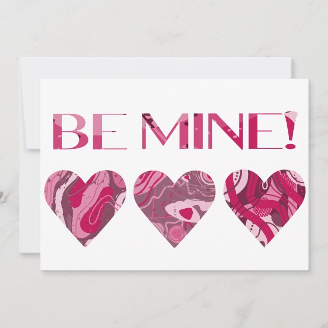 Carte de Saint-Valentin rose rouge peinte avec tou (Devant)