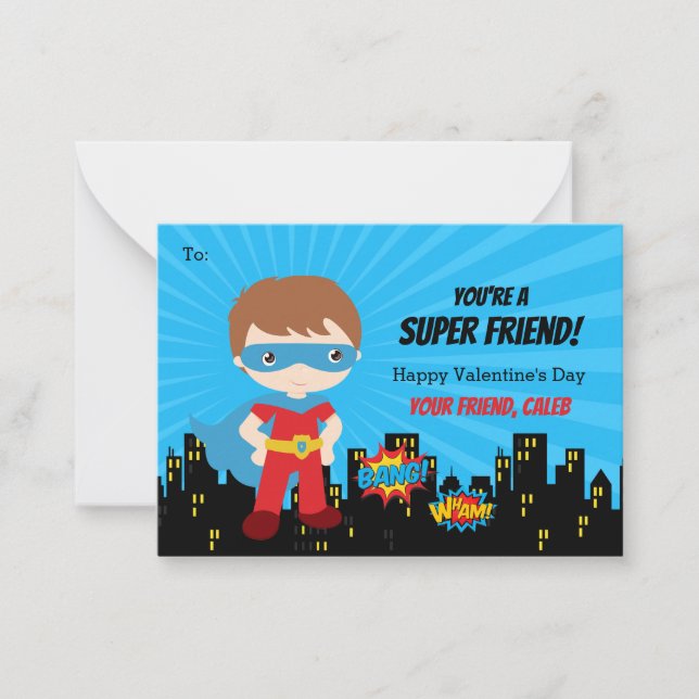 Carte de Saint-Valentin Superhero - École de bande (Devant)