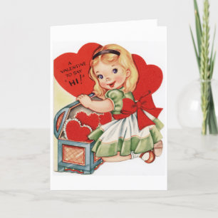 Carte de Saint-Valentin vintage pour dire bonjour 