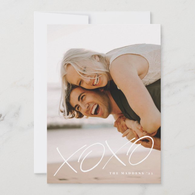 Carte de Saint-Valentin XOXO encastrée - Blanc (Devant)