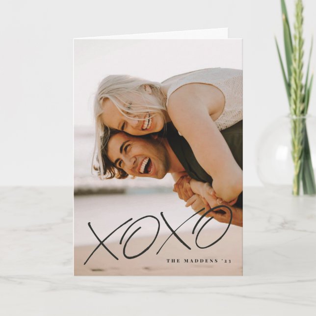 Carte de Saint-Valentin XOXO encastrée - Noir (Devant)
