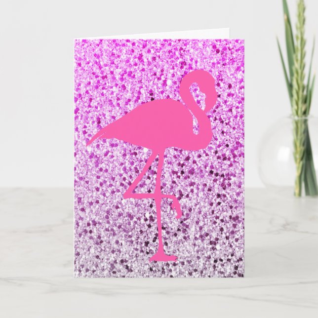 CARTE DE SALUT BLANC FLAMANT ROSE ÉPARGNÉ (Devant)