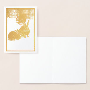 CARTE DE SALUT FOILE RABBIT JAPONAIS ET LUNE