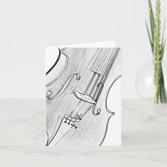 Carte de salutation ou de note de dessin de violon (Devant)