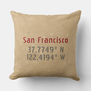 Carte de San Francisco Coordonnées Oreiller urbain