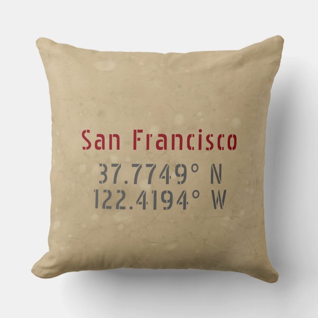 Carte de San Francisco Coordonnées Oreiller urbain (Recto)
