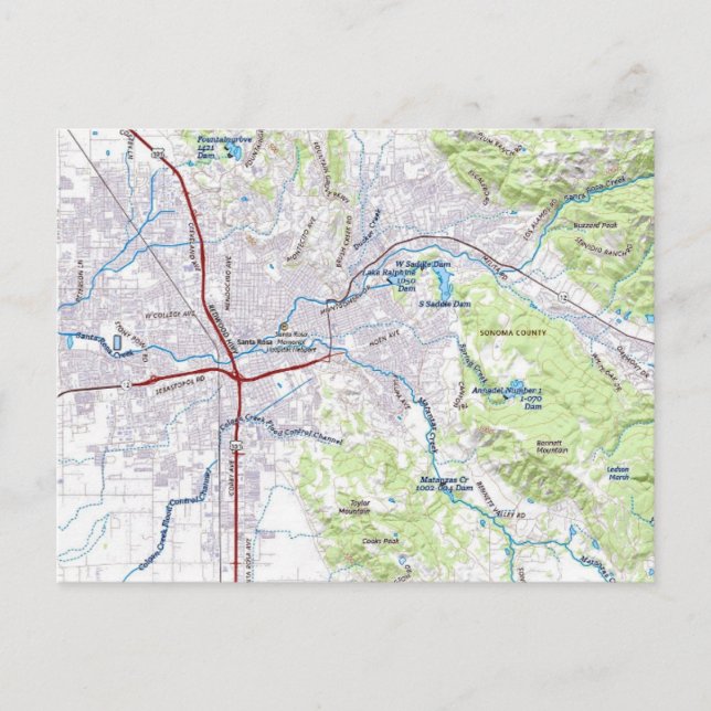 Carte de Santa Rosa, Californie (Devant)