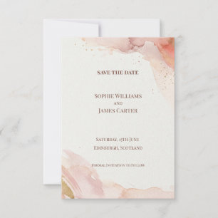 Carte de sauvegarde à l'aquarelle rose Save The Da