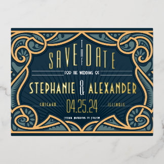 Carte de sauvegarde Art Nouveau en feuille d'or