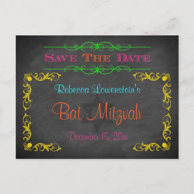 Carte de sauvegarde de Bat Mitzvah - Tableau noir (Devant)