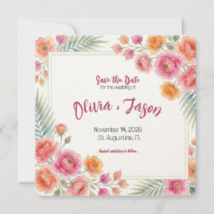 Carte de sauvegarde de date Bougainville en fleurs