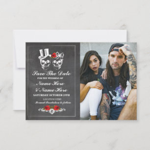 Carte de sauvegarde de date crânes craie gothique