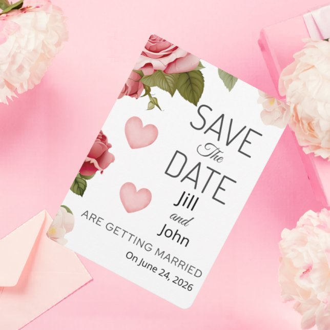 Carte de sauvegarde de date de mariage à cœur flor (Créateur téléchargé)