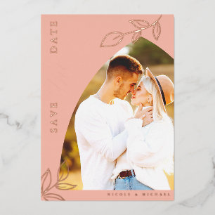 Carte de sauvegarde de date de mariage à feuille d