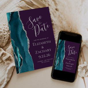 Carte de sauvegarde de date de mariage bleu sarcel