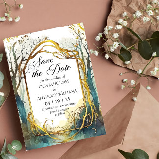 Carte de sauvegarde de date de mariage de la forêt