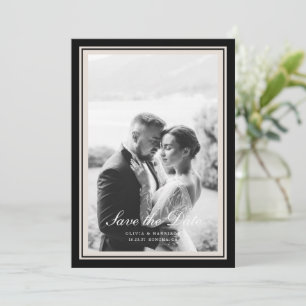 Carte de sauvegarde de date de mariage en noir-tie