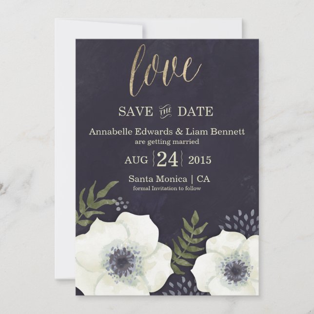 Carte de sauvegarde de date de mariage Fleurs de n (Devant)