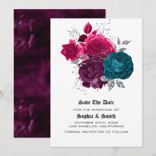 Carte de sauvegarde de date de mariage floral goth