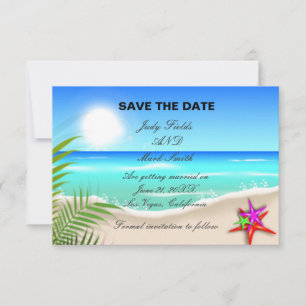 Carte de sauvegarde de date de plage avec étoile d