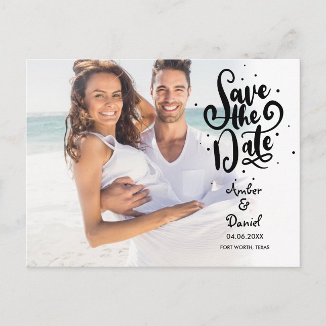 Carte de sauvegarde de date Écriture élégante Phot (Devant)