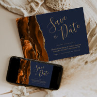 Carte de sauvegarde de date élégante en orange brû