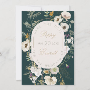 Carte de sauvegarde de date Emeraude & Crème Poppy
