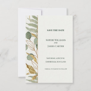 Carte de sauvegarde de date Eucalyptus Fern Or