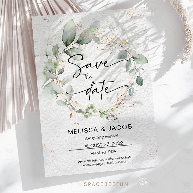Carte de sauvegarde de date Floral de mariage mini (Save the date wedding card, minimalist green wedding, floral wedding stationery, eco-friendly weddin)