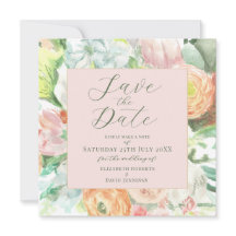 Carte de sauvegarde de date florale à l'aquarelle