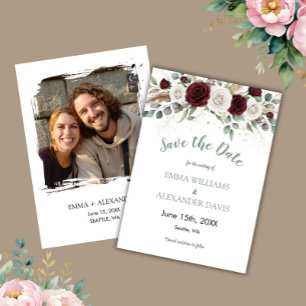 Carte de sauvegarde de date florale rose vert saug