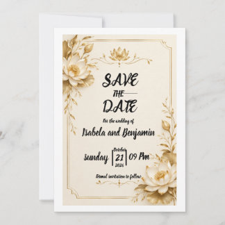 Carte de sauvegarde de date Golden Lotus